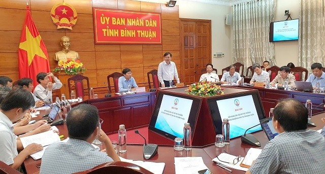 Thứ trưởng Bộ NN-PTNT Nguyễn Hoàng Hiệp tại buổi làm việc với tỉnh Bình Thuận về các giải pháp khắc phục hạn hán.