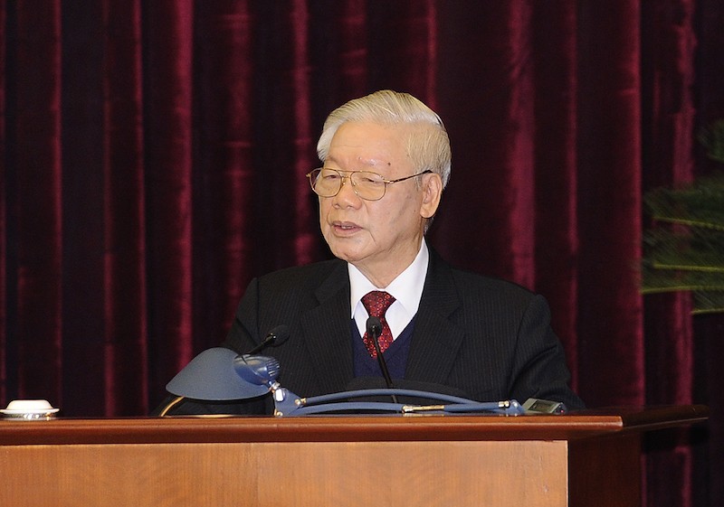 Tổng Bí thư, Chủ tịch nước Nguyễn Phú Trọng phát biểu bế mạc Hội nghị lần thứ 15 Ban Chấp hành Trung ương Đảng khóa XII (Ảnh: ĐĂNG KHOA)