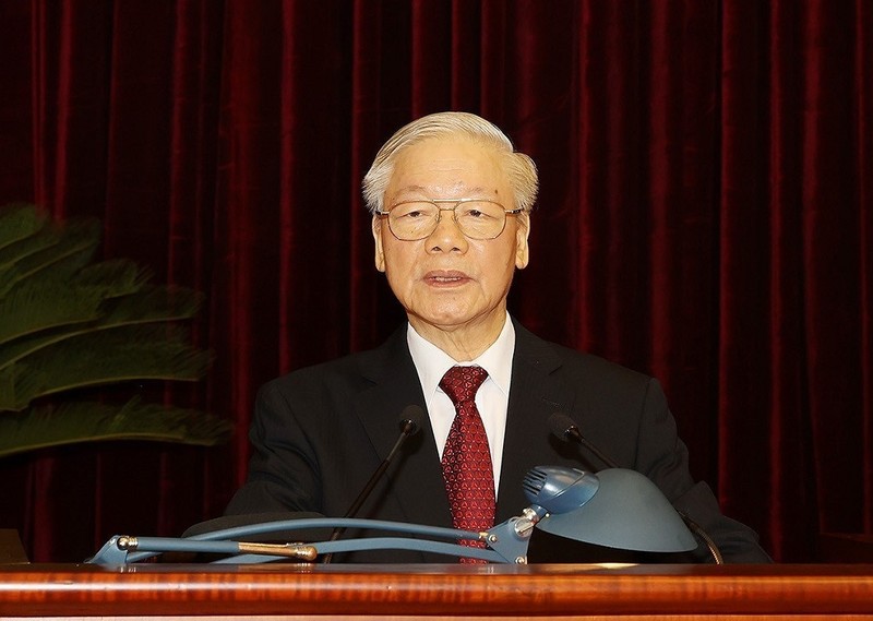 Tổng Bí thư Nguyễn Phú Trọng phát biểu khai mạc Hội nghị lần thứ tư Ban Chấp hành Trung ương Đảng khóa XIII. (Ảnh: TTXVN)