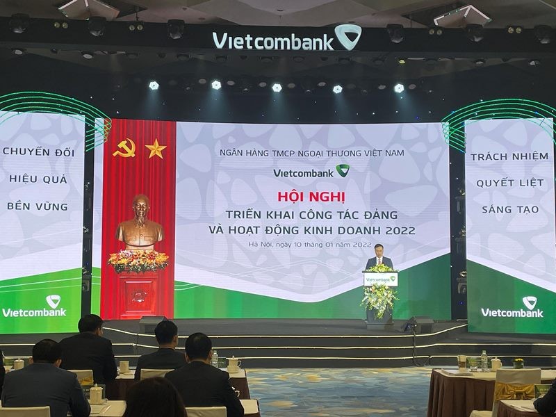 Chủ tịch HĐQT Vietcombank Phạm Quang Dũng phát biểu tại Hội nghị.