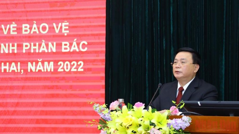 Đồng chí Nguyễn Xuân Thắng phát biểu tại lễ phát động cuộc thi.