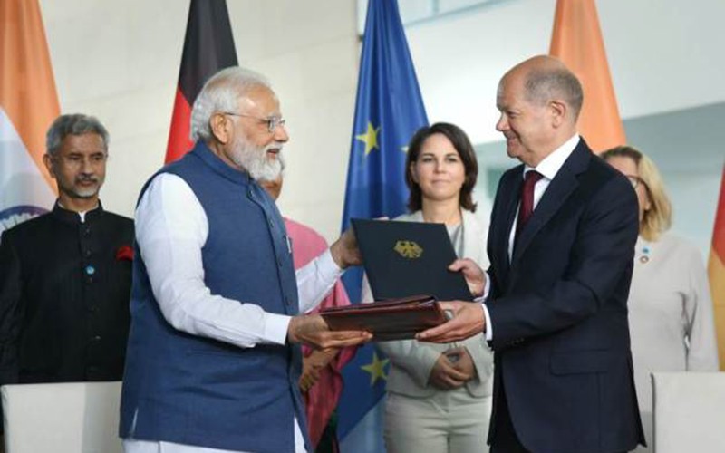 Thủ tướng Ấn Độ Narendra Modi và Thủ tướng Đức Olaf Scholz. (Nguồn: PTI/TTXVN)
