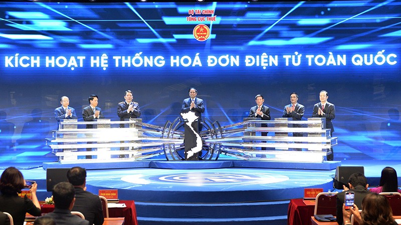 Thủ tướng Chính phủ Phạm Minh Chính dự Lễ công bố Hệ thống hóa đơn điện tử toàn quốc vào ngày 21/4/2022.