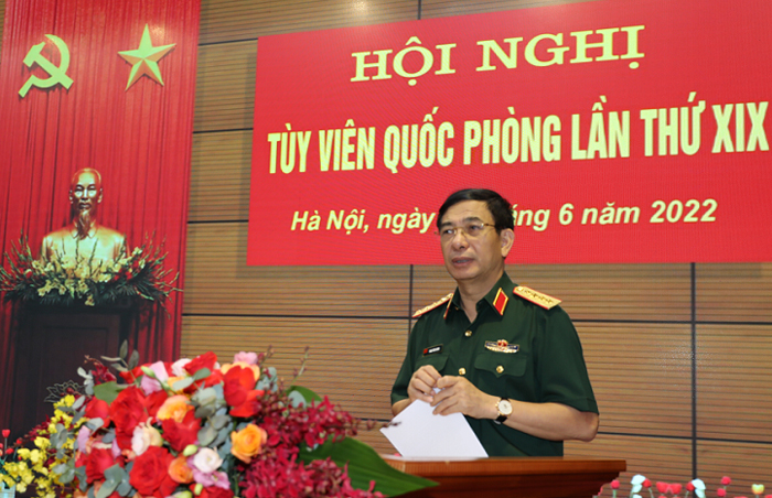 Đại tướng Phan Văn Giang phát biểu chỉ đạo tại hội nghị. (Ảnh: mod.gov.vn)