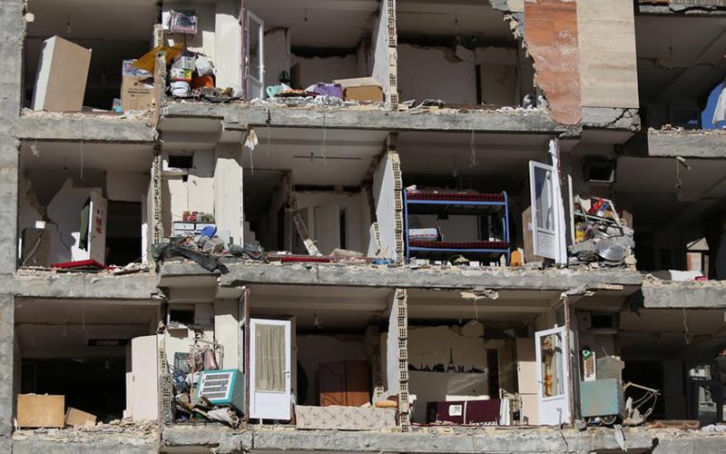 Tòa nhà tại Kermanshah, Iran bị hư hại sau một trận động đất năm 2017. (Ảnh: Tasnim)
