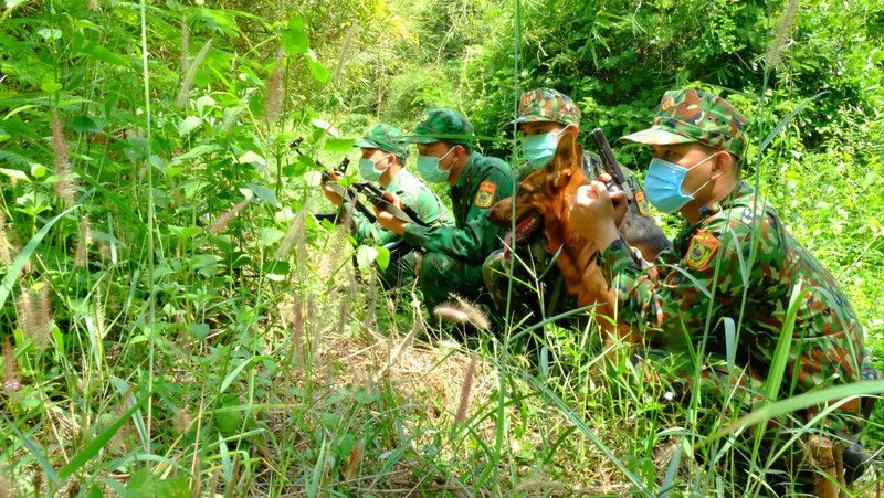 Cán bộ, chiến sĩ Đồn Biên phòng Bù Đốp (Bộ đội Biên phòng tỉnh Bình Phước) mật phục bắt các đối tượng buôn lậu qua biên giới.