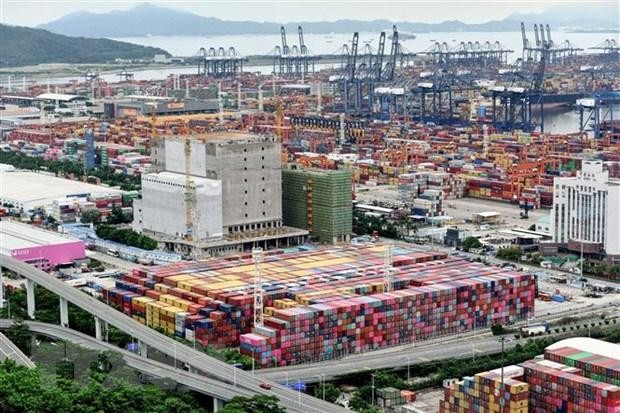 Quang cảnh 1 cảng hàng hóa tại tỉnh Quảng Đông, Trung Quốc. (Ảnh: AFP/TTXVN)