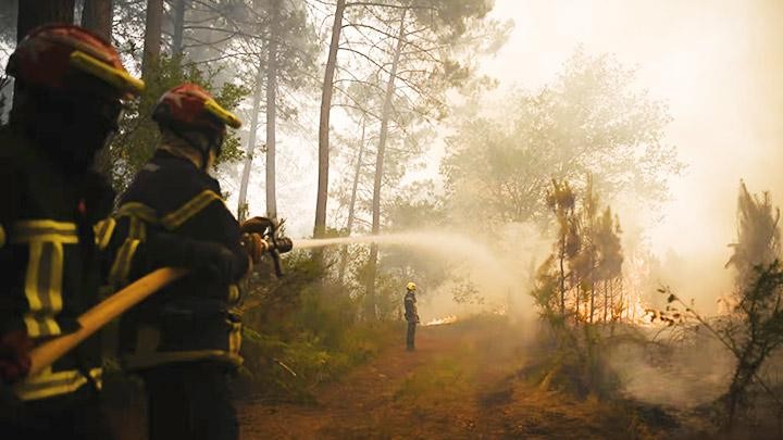 Cháy rừng ở tây nam nước Pháp lan rộng do nhiệt độ tăng cao. Ảnh: AFP