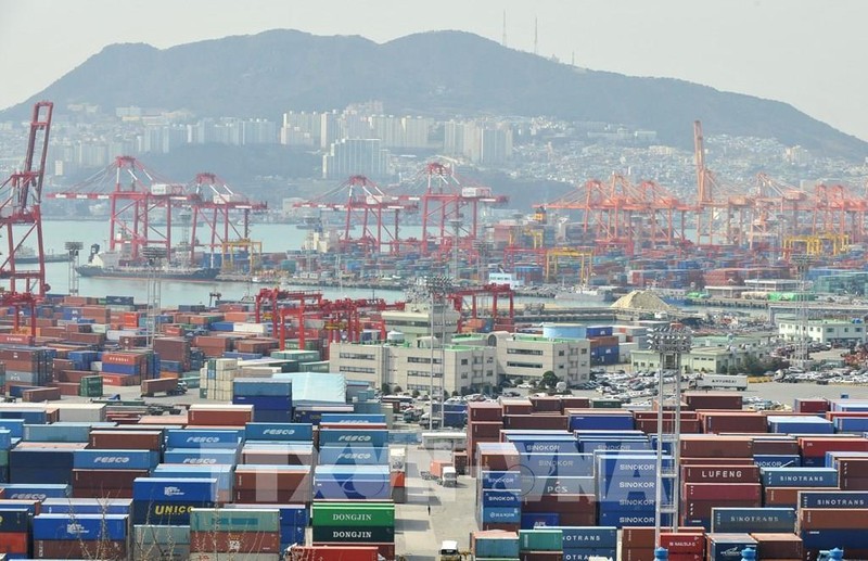 Cảng hàng hóa ở Busan, Hàn Quốc (Ảnh: AFP/TTXVN)