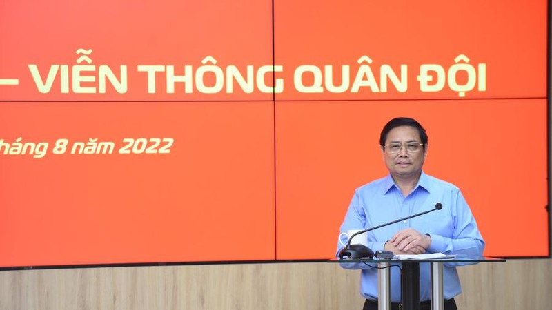 Thủ tướng Phạm Minh Chính phát biểu tại buổi làm việc với Tập đoàn Viettel.