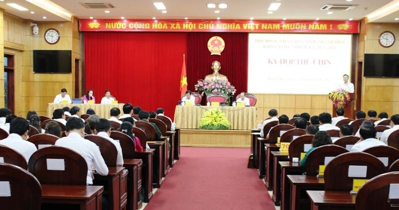 Toàn cảnh kỳ họp thứ 9, Hội đồng nhân dân tỉnh Thanh Hóa khóa XVIII.