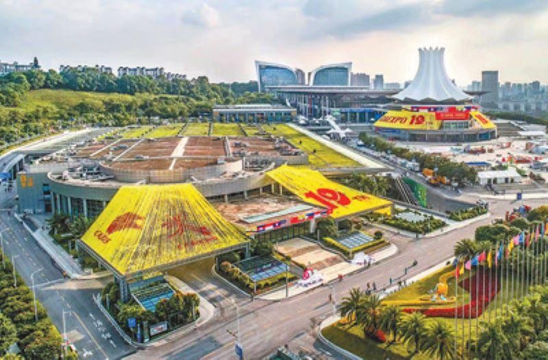 Trung tâm triển lãm quốc tế Nam Ninh, Quảng Tây, nơi diễn ra Hội chợ ASEAN-Trung Quốc lần thứ 19. (Ảnh: Nhân dân nhật báo) 