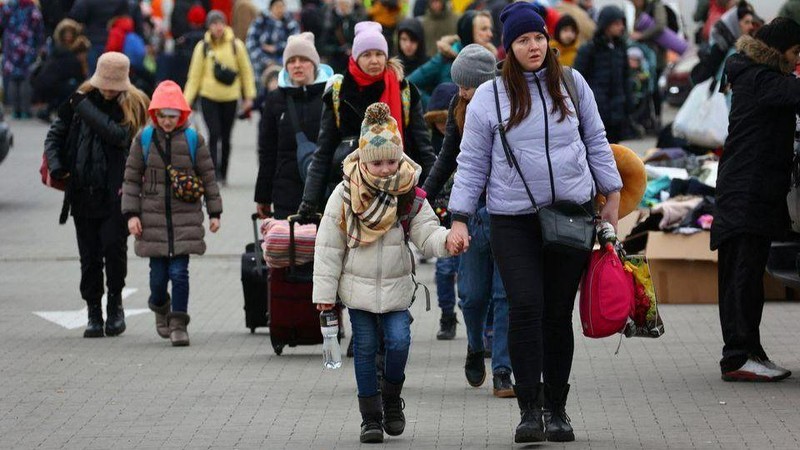 Người tị nạn Ukraine tới chỗ ở tạm và trung tâm trung chuyển người tị nạn tại Ba Lan, ngày 8/3/2022. (Ảnh: Reuters)