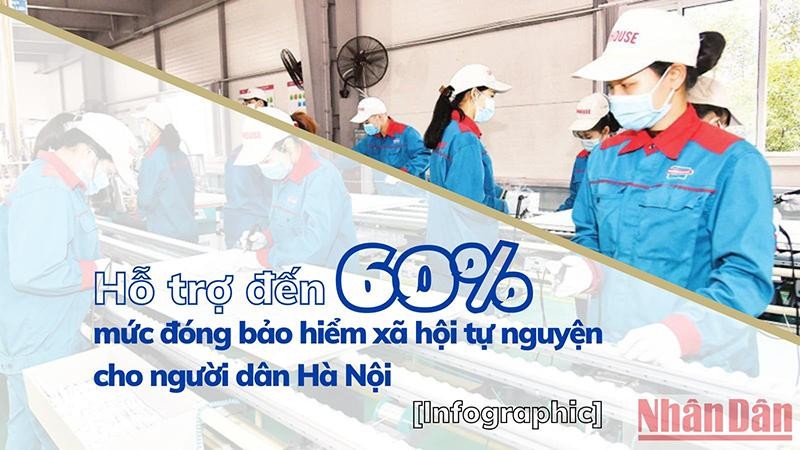 [Infographic] Hỗ trợ đến 60% mức đóng bảo hiểm xã hội tự nguyện cho người dân Hà Nội