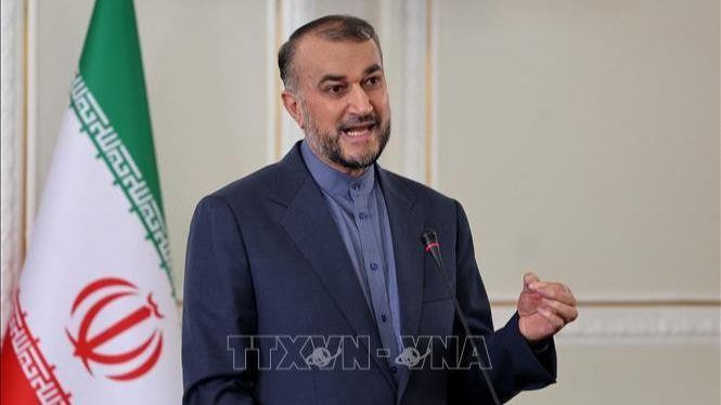 Ngoại trưởng Iran Hossein Amir-Abdollahian tại cuộc họp báo ở Tehran, Iran. (Ảnh: AFP/TTXVN)