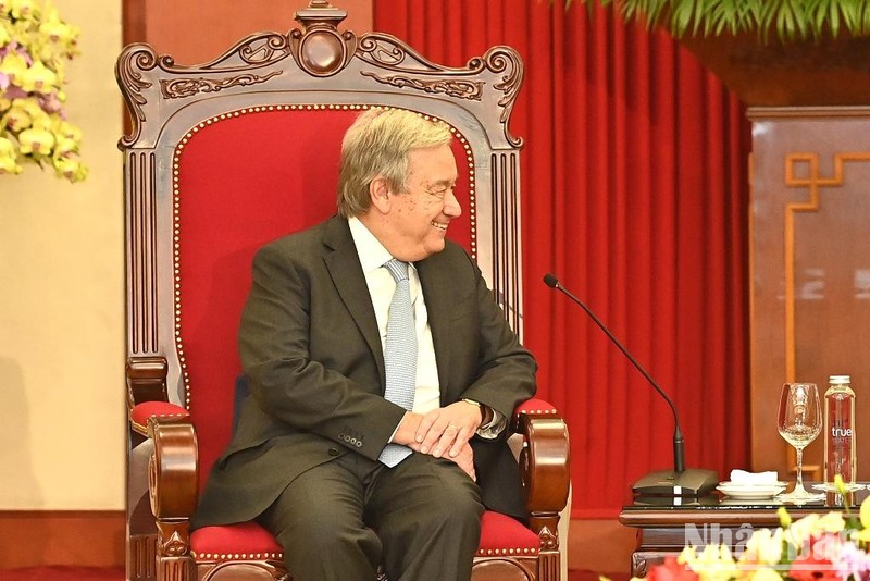 [Ảnh] Tổng Bí thư Nguyễn Phú Trọng tiếp Tổng Thư ký Liên hợp quốc Antonio Guterres ảnh 4