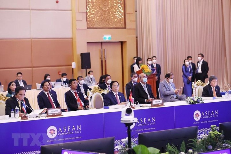 Thủ tướng Phạm Minh Chính dự Phiên toàn thể Hội nghị cấp cao ASEAN lần thứ 40. (Ảnh: TTXVN) 