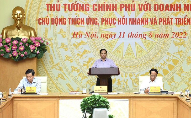 Thủ tướng Phạm Minh Chính chủ trì hội nghị tại điểm cầu Chính phủ.