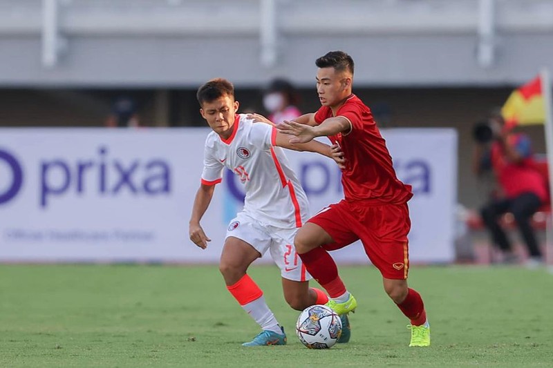 U20 Việt Nam lấn lướt so với U20 Hồng Kông (Trung Quốc). (Ảnh: AFC)