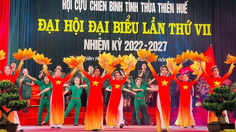 Tiết mục văn nghệ chào mừng Đại hội của hội viên Hội Cựu chiến binh trong tỉnh.