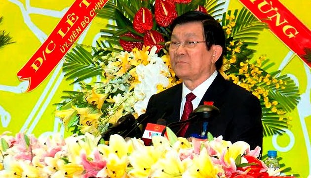 Chủ tịch nước Trương Tấn Sang phát biểu tại Đại hội.