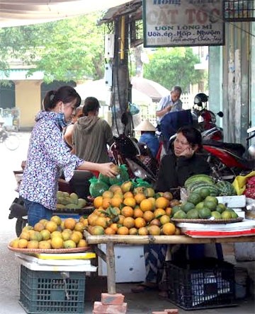 Cam “Quỳ Hợp” bày bán tràn lan tại các điểm chợ trên địa bàn TP Vinh.